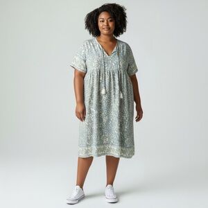 Floral Blue and Cream Dress